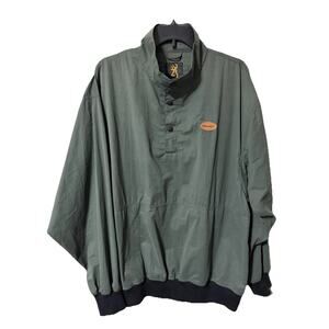 Browning Men's Pullover Anorak Jacket 1/4 Snap Up XL Green Pockets Mock Neck